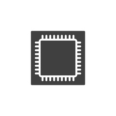 Computer chip vector icon. Microchip filled flat sign for mobile concept and web design. CPU, Processor glyph icon. Symbol, logo illustration. Vector graphics