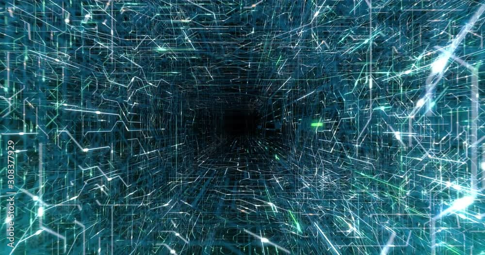 Poster 4k seamless loop of printed circuit board (pcb) in motion. artificial intelligence (ai), data mining