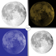 Moon dotted vector illustrations.