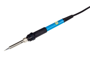 Fototapeta premium Electric soldering iron with the blue handle.