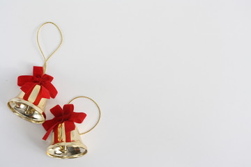 Winter holidays simple white background with golden bells
