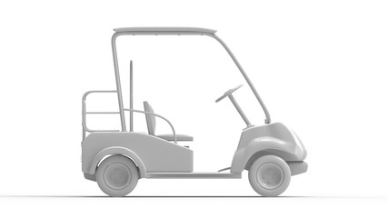 3d rendering of a white golf cart isolated in a studio background