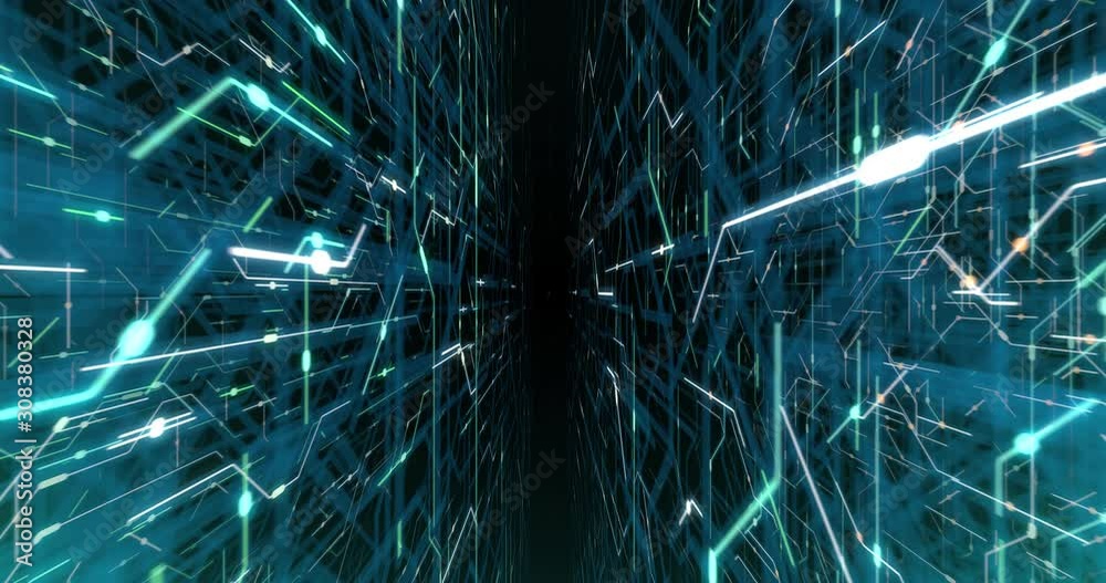 Poster 4k seamless loop of printed circuit board (pcb) in motion. artificial intelligence (ai), data mining