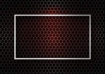 Abstract technical background metal grid of hexagons, color backlight. Place for text. Design template for business.