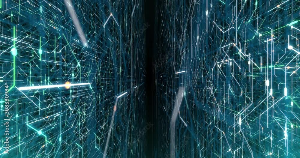 Poster 4k seamless loop of printed circuit board (pcb) in motion. artificial intelligence (ai), data mining