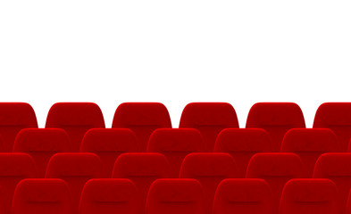 3d rendering. Luxurious Red cinema seat row with clipping path isolated on white background.