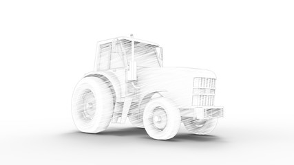 3d rendering of a tractor isolated in a studio background