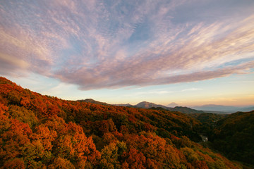 autumn sunset in the mountains