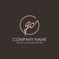 GC initials signature logo. Handwritten vector logo template connected to a circle. Hand drawn Calligraphy lettering Vector illustration.