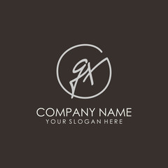 GX initials signature logo. Handwritten vector logo template connected to a circle. Hand drawn Calligraphy lettering Vector illustration.