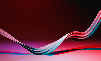 Abstract colorful liquid, brush stroke line on red and violet background