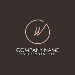 II initials signature logo. Handwritten vector logo template connected to a circle. Hand drawn Calligraphy lettering Vector illustration.