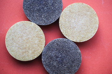 Colorful round solid shampoo bars (zero waste)