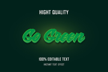 Go green 3d text effect, editable text, nature style green