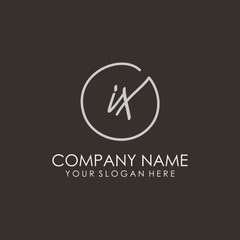 IX initials signature logo. Handwritten vector logo template connected to a circle. Hand drawn Calligraphy lettering Vector illustration.