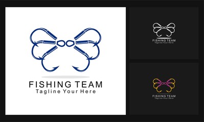 hook team icon concept design fishing logo