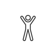 Hands up exercise line icon. linear style sign for mobile concept and web design. Jumping jack exercise outline vector icon. Symbol, logo illustration. Vector graphics