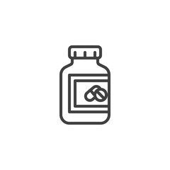 Sport nutrition supplement line icon. linear style sign for mobile concept and web design. Pills jar outline vector icon. Symbol, logo illustration. Vector graphics