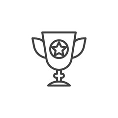 Champions trophy cup line icon. linear style sign for mobile concept and web design. Winner cup with star outline vector icon. Symbol, logo illustration. Vector graphics