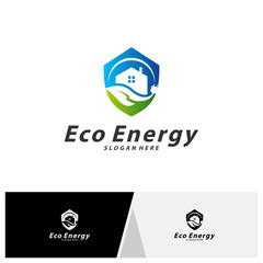 House with Eco Energy Logo Template Design Vector, Emblem, Design Concept, Creative Symbol, Icon