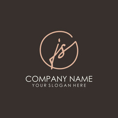 JS initials signature logo. Handwritten vector logo template connected to a circle. Hand drawn Calligraphy lettering Vector illustration.