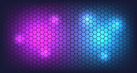 Hexagon wall future neon background, backdrop design © amrikhsn