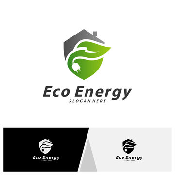 House with Eco Energy Logo Template Design Vector, Emblem, Design Concept, Creative Symbol, Icon