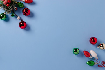 holiday decorations on blue background