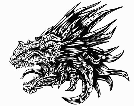 The head of a snarling dragon