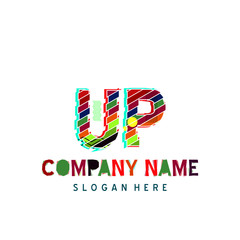 Inital UP colorful modern design template logo