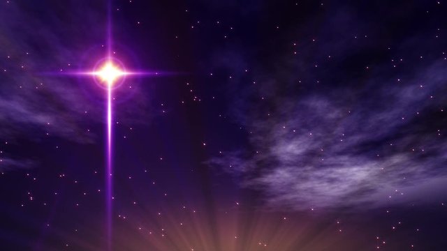 Blue Starry Night Stay For Christmas Eve with The Star of Bethlehem 4K