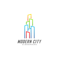 Modern City Logo Design Vector Template, Real estate Logo Concept, Emblem, Design Concept, Creative Symbol, Icon