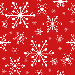 Naklejka na ściany i meble Snow flake seamless pattern vector on red background, illustration.Christmas and winter season concept.