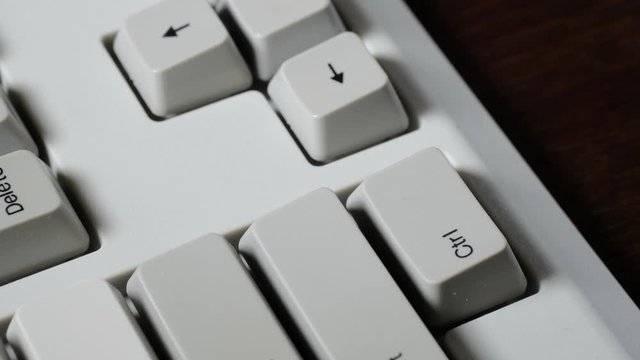 Finger presses RIGHT CTRL button on keyboard
