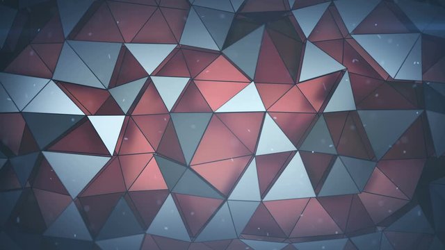 Multilayered structure with red triangular polygons