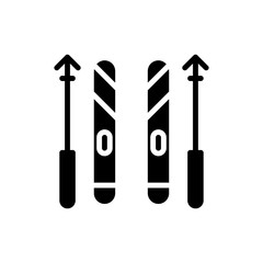 Icon ski in glyph style. vector illustration and editable stroke. Isolated on white background.