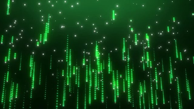 Falling binary numbers code rain. Algorithm digital with the matrix style. abstract future tech concept of traffic communication and transfer data stream. Seamless loop animation 4K background.