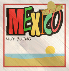 Fototapeta premium Mexico design on wood grain texture