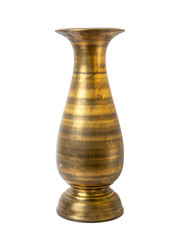 Antique brass vase in Thailand on a white background