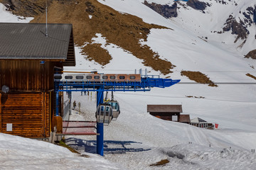 Gondola lift station at First peak Jungfau , Grindelwald Switzerland