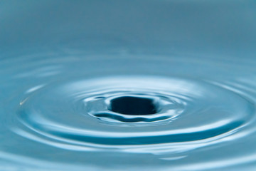 Beautiful splash of water drop on water surface, macro photo