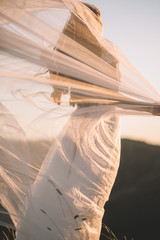 Obraz premium Beautiful bride outdoors in a forest.