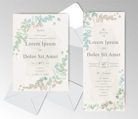 Elegant Watercolor Wedding Invitation Cards with Beautiful Eucalyptus