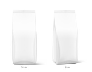 Realistic food bags isolated on white background. Isometric and front view. Vector illustration. Can be use for template your design, presentation, promo, ad. EPS 10.	