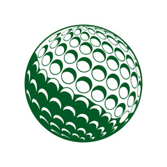 Green golf ball isolated on white. Vector icon