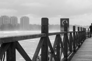 Seaside Footbridge Black & White