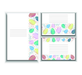 Set of patterns for Easter. Frame with the decor of painted eggs. Field for text. Vector. Greeting card, invitation.