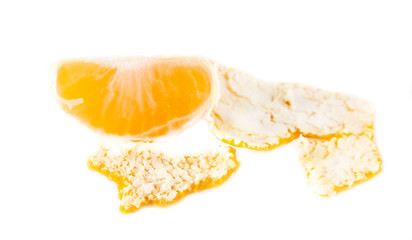 Peeled mandarin isolated on a white background