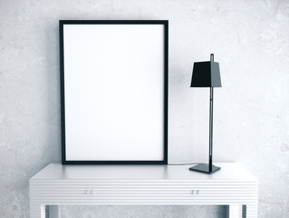 Blank banner on table with lamps