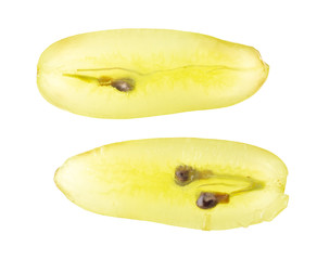 Sliced green grape isolated on a white background
